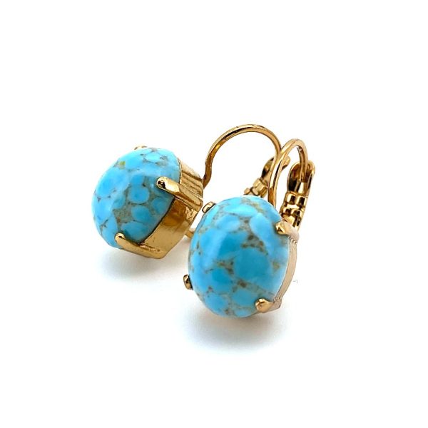 Earrings By Mariana Woman Charming Turquoise Swarovski Crystals - English Gold