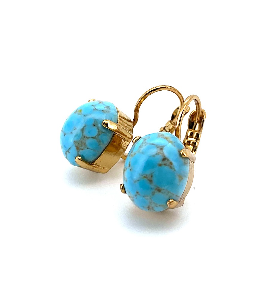 E-1023-1-26751-EG6 (2) Earrings By Mariana Woman Charming Turquoise Swarovski Crystals - English Gold - Image 1