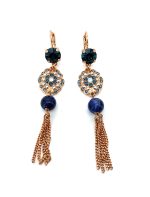 Earrings By Mariana Songbook Coll. Lapis Lazuli Mineral, Montana Blue, Clear and AB Swarovski Crystals