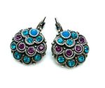 Earrings By Mariana Woman Amethyst and Tanzanite Swarovski Crystals Silver Plated
