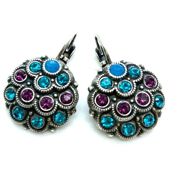 Earrings By Mariana Woman Amethyst and Tanzanite Swarovski Crystals Silver Plated