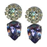 Mariana Earrings Gorgeous Tanzanite, Chrysolite, & Lemon Austrian Crystals Eggnog Coll. - Image 2