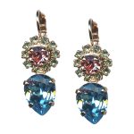 Mariana Earrings Adorable Aquamarine, Lt Rose, & Chrysolite Austrian Crystals Spring Flowers Nature Coll. - Image 3