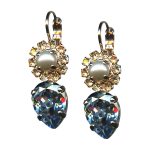 Mariana Earrings Exquisite Lt Azore, Pearl, & Lt Silk Austrian Crystals SeaShell Nature Coll. - Image 2