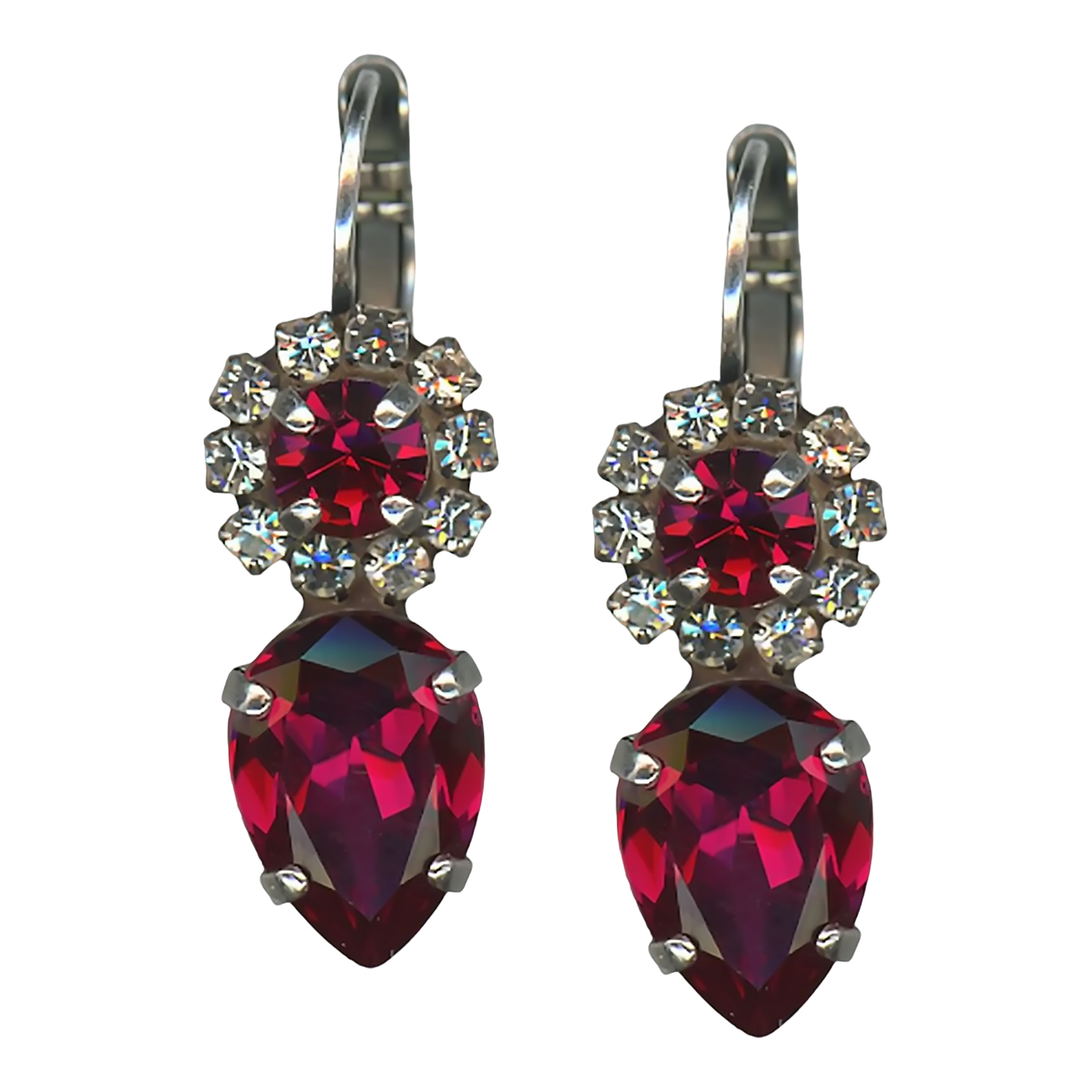 E-1032-14-501001-SP6 (1) Mariana Earrings Stunning Ruby & Clear Austrian Crystals My Treasures Coll. - Image 1