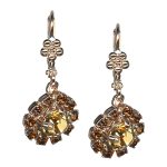 Mariana Earrings Dangling Golden Shadow & Dark Topaz Austrian Crystals Cinnamon Silk Road Coll. - Image 2