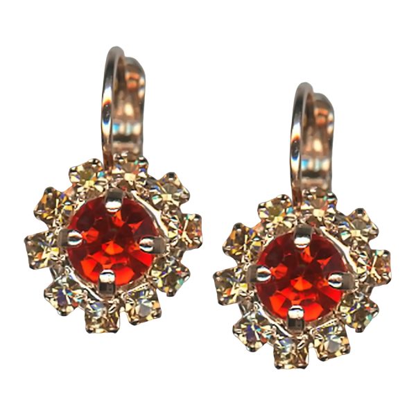 Mariana Earrings Sophisticated Siam & Golden Shadow Austrian Crystals Tinsel Winter Wonderland Coll.