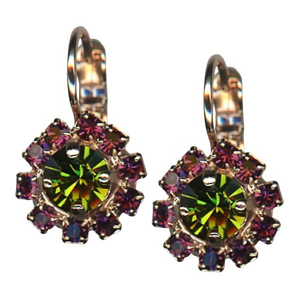 Mariana Earrings Glamorous Dark Purple & Olivine Austrian Crystals Holiday Lights Coll.