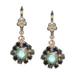 Mariana Earrings Dangling Floral Mint Green & Jet Austrian Crystals Cannoli The Sweet Life Coll. - Image 2