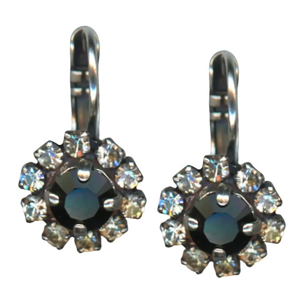 Earrings By Mariana Cocktail Hour Coll. Elegant Jet Black and Clear Swarovski Crystals
