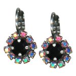 Mariana Earrings Luxurious Jet & Iridescent Clear Austrian Crystals Tuxedo Paradise Coll.