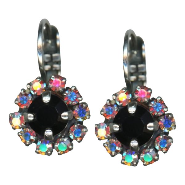 Mariana Earrings Luxurious Jet & Iridescent Clear Austrian Crystals Tuxedo Paradise Coll.