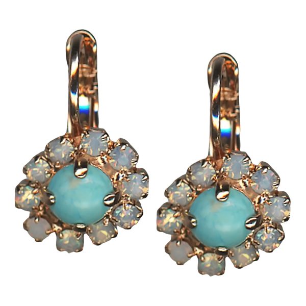 Mariana Earrings Simply Elegant Howlite Chinese Turq Mineral & White Opal Austrian Crystals Winter 2019 Coll.