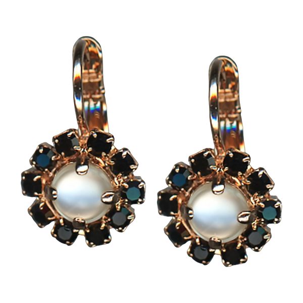 Mariana Earrings Fab White Shell Mineral & Jet Austrian Crystals Peace Nirvana Coll.