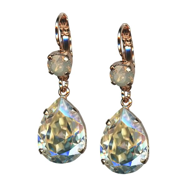 Mariana Earrings Shimmering Moonlight & Sand Opal Austrian Crystals Peace Joy Of Life Coll.