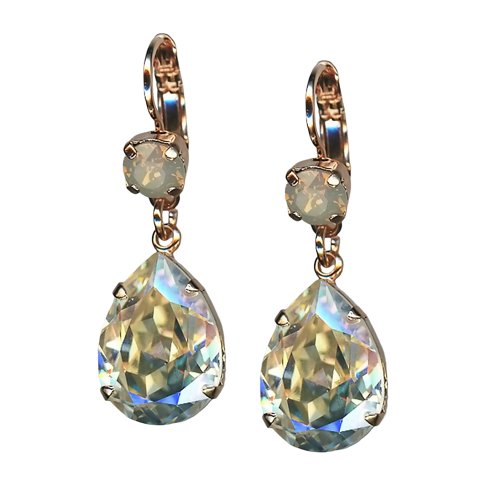 E-1032-31-1125-RG6 (1) Mariana Earrings Shimmering Moonlight & Sand Opal Austrian Crystals Peace Joy Of Life Coll. - Image 1
