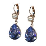 Mariana Earrings Exquisite Pearl & Tanzanite Austrian Crystals Romance Joy Of Life Coll. - Image 3