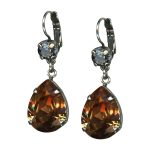 Mariana Earrings Elegant Smoked Topaz & Silver Night Austrian Crystals Vintage Lace Songbook Coll. - Image 2