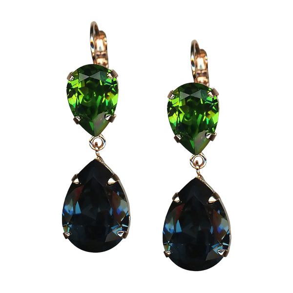 Earrings By Mariana Woman Classy Montana Blue and Olivine Swarovski Crystals