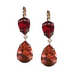 Mariana Earrings Stunning Siam & Padparadscha Austrian Crystals Sorbet Delight Winter 2021 Coll.
