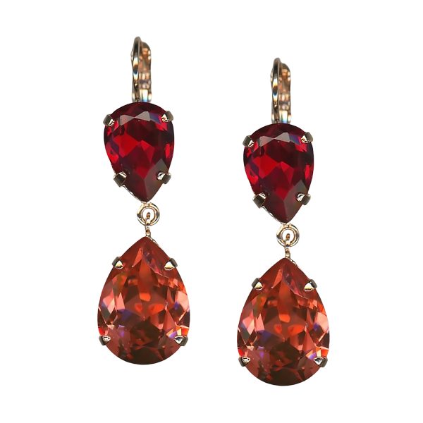 Mariana Earrings Stunning Siam & Padparadscha Austrian Crystals Sorbet Delight Winter 2021 Coll.