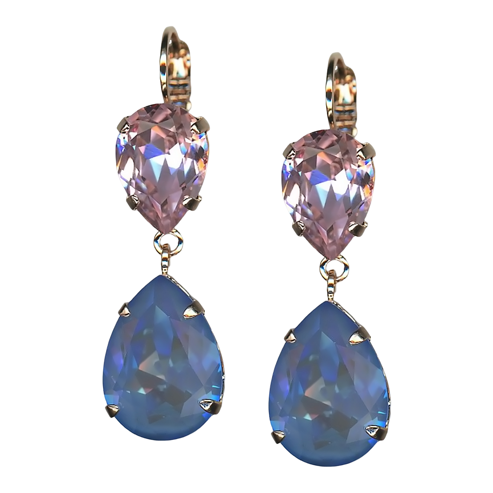 E-1032-40-1145-RG6 (1) Mariana Earrings Preppy Lt Rose & Sun Kissed Ocean Austrian Crystals Afternoon in Amsterdam Summer 2022 Coll. - Image 1