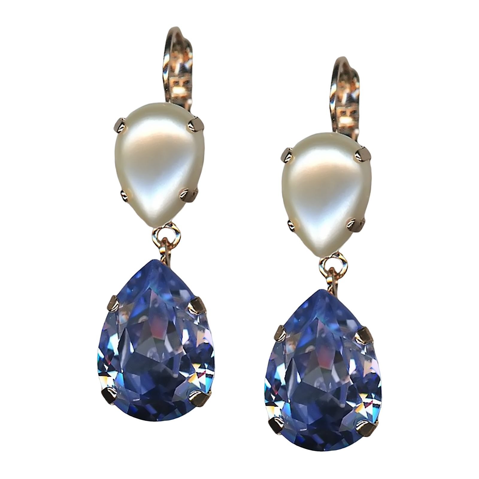 E-1032-40-139-10-RG6 (1) Mariana Earrings Timeless Pearl & Tanzanite Austrian Crystals Romance Joy Of Life Coll. - Image 1
