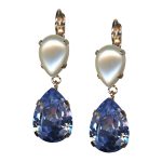 Mariana Earrings Timeless Pearl & Tanzanite Austrian Crystals Romance Joy Of Life Coll. - Image 2