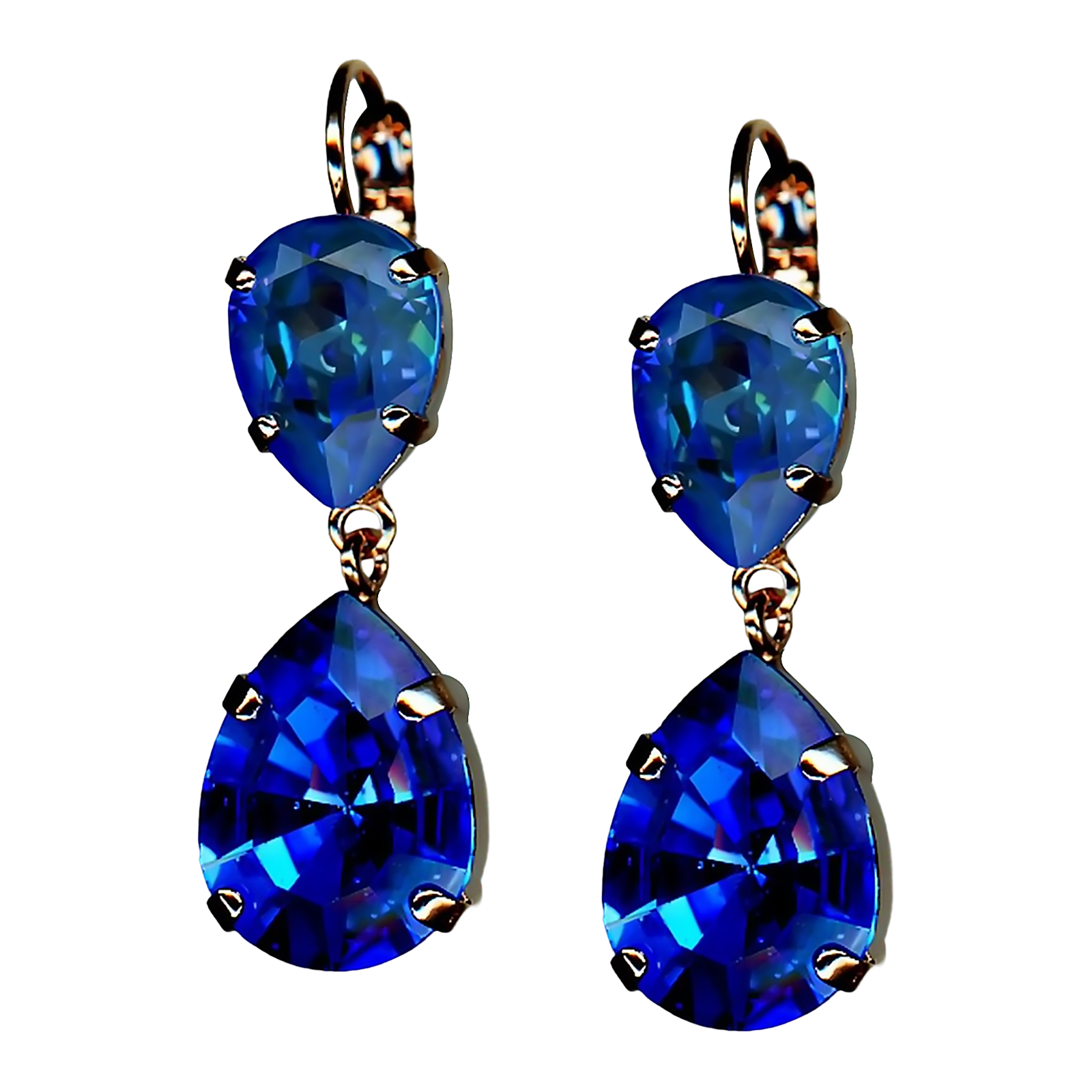 E-1032-40-143206-RG6 (1) Earrings By Mariana Woman Precious Sapphire and Sun Kissed Ocean Swarovski Crystals - Image 1