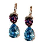 Mariana Earrings Beautiful Amethyst & Aquamarine Austrian Crystals My Treasures Coll. - Image 2