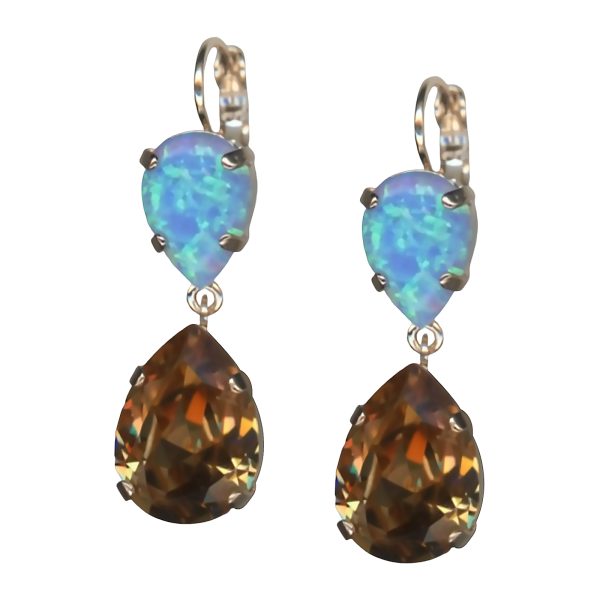 Mariana Earrings Azure SO Mineral & Lt Colorado Topaz Austrian Crystals My Treasures Coll.