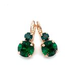 Mariana Earrings Adorable Round Emerald Austrian Crystals My Treasures Coll. Rose Gold - Image 3