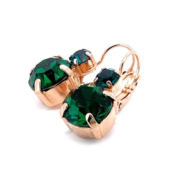 Mariana Earrings Adorable Round Emerald Austrian Crystals My Treasures Coll. Rose Gold