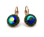 Earrings By Mariana Goldfinger Nostalgia Coll. Shimmering Emerald and AB Swarovski Crystals