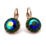 Earrings By Mariana Goldfinger Nostalgia Coll. Shimmering Emerald and AB Swarovski Crystals