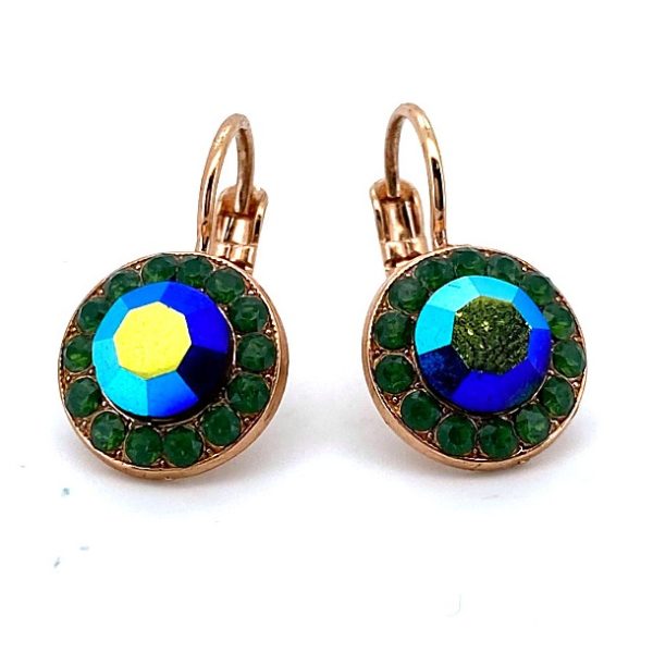 Earrings By Mariana Goldfinger Nostalgia Coll. Shimmering Emerald and AB Swarovski Crystals