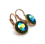 Earrings By Mariana Goldfinger Nostalgia Coll. Shimmering Emerald and AB Swarovski Crystals - Image 3