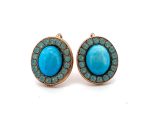 Earrings By Mariana Woman Timeless Turquoise Mineral and Opal Swarovski Crystals
