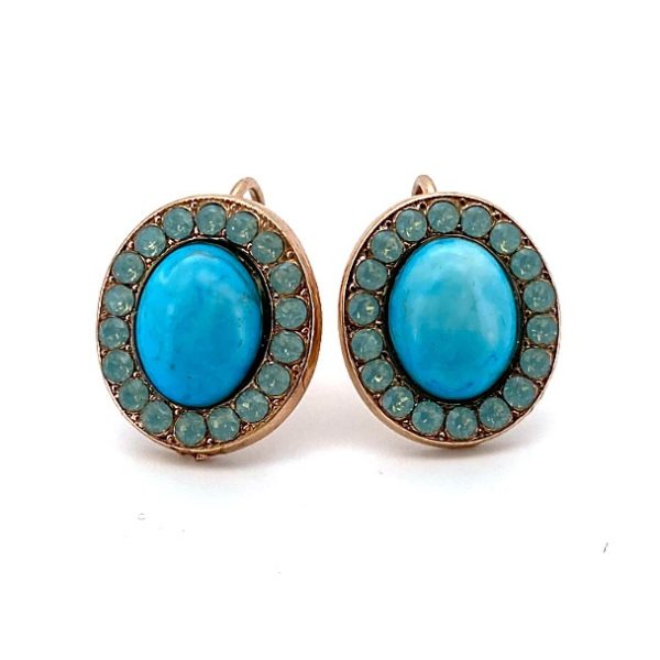 Earrings By Mariana Woman Timeless Turquoise Mineral and Opal Swarovski Crystals