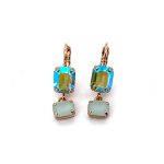 Earrings By Mariana Caribbean Life Coll. Elegant Chrysotile Opal and Luminous Green Swarovski Crystals