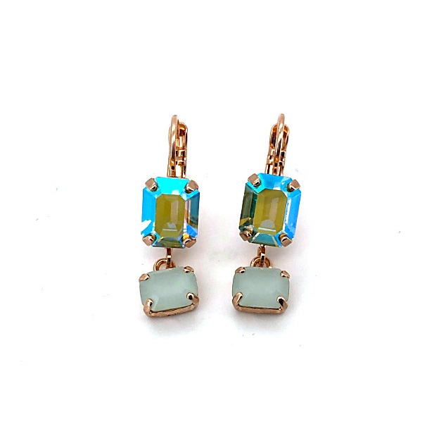 E-1221-3-1087-RG6 (1) Earrings By Mariana Caribbean Life Coll. Elegant Chrysotile Opal and Luminous Green Swarovski Crystals - Image 1