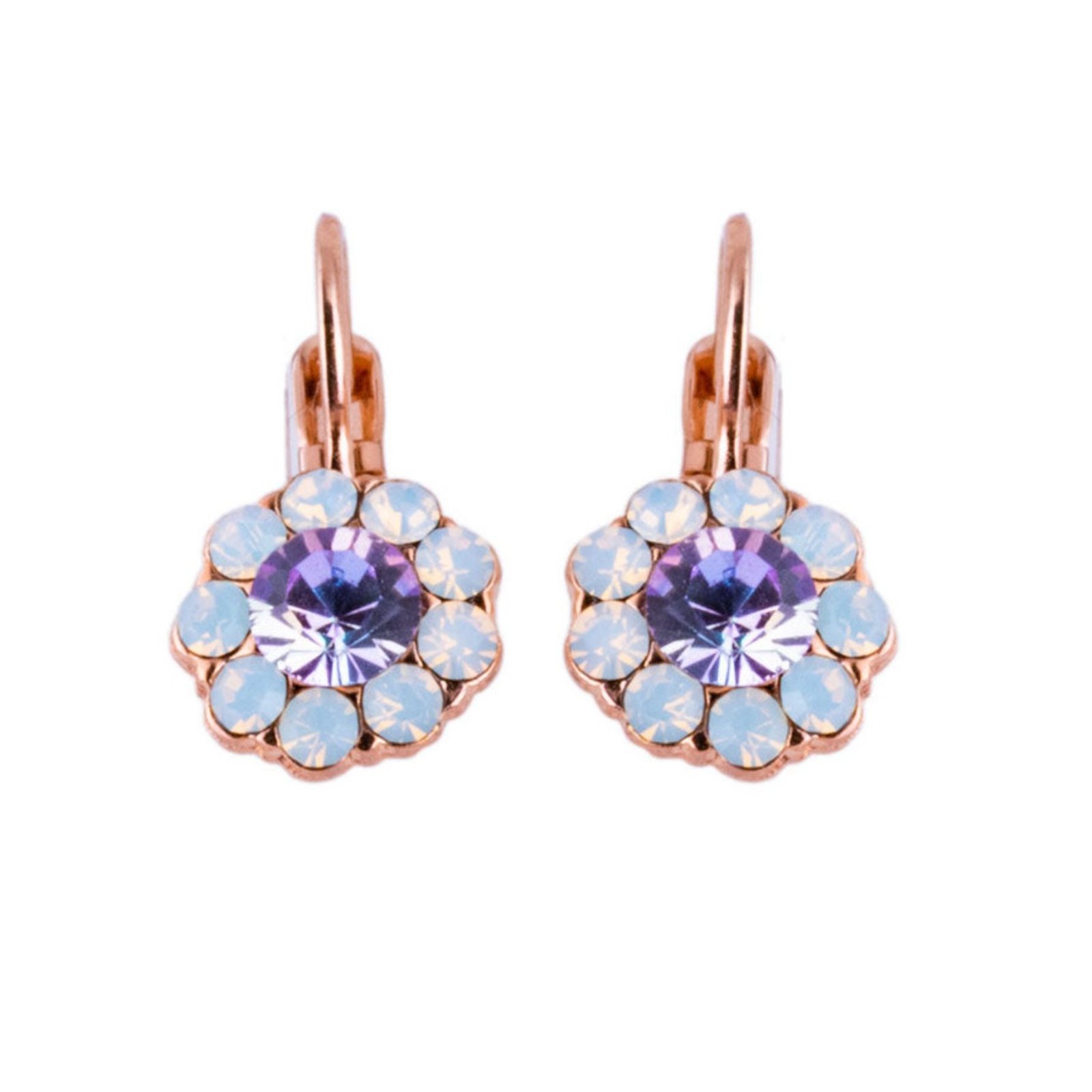 E-1379-1154-RG6 Earrings By Mariana Woman Dainty Floral Vitral and Opal Swarovski Crystals - Image 1