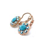 Earrings By Mariana Woman Beautiful Floral Turquoise and AB Swarovski Crystals - Image 2