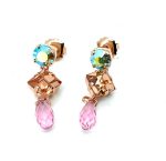 Mariana Earrings Imagine Nostalgia Coll. Light Rose, Peridot AB & Peach Austrian Crystals - Image 3