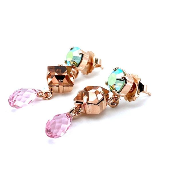 Mariana Earrings Imagine Nostalgia Coll. Light Rose, Peridot AB & Peach Austrian Crystals