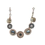 Necklace By Mariana Spring 2019 Coll. Montana Blue and Peach Swarovski Crystals