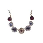 Mariana Necklace Pendant Wildberry / Misty Coll. 7 Minerals & Austrian Crystals Element
