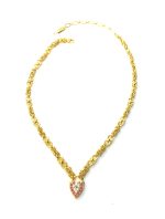 Mariana Necklace Heart Padlock in Rose, Lt Turq & White Opal Austrian Crystals Memories of Montmartre Summer 2022 Coll. - Image 3