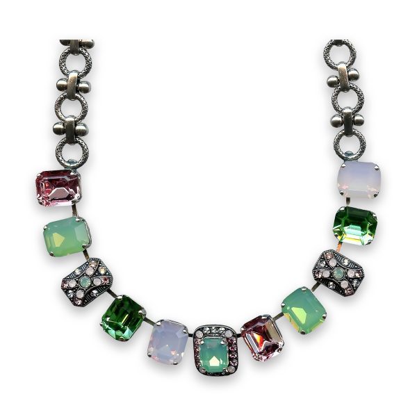Mariana Necklace Fab Peridot, Pacific Opal, Lt Rose, & Rose Opal Austrian Crystals Eternity Nirvana Coll.