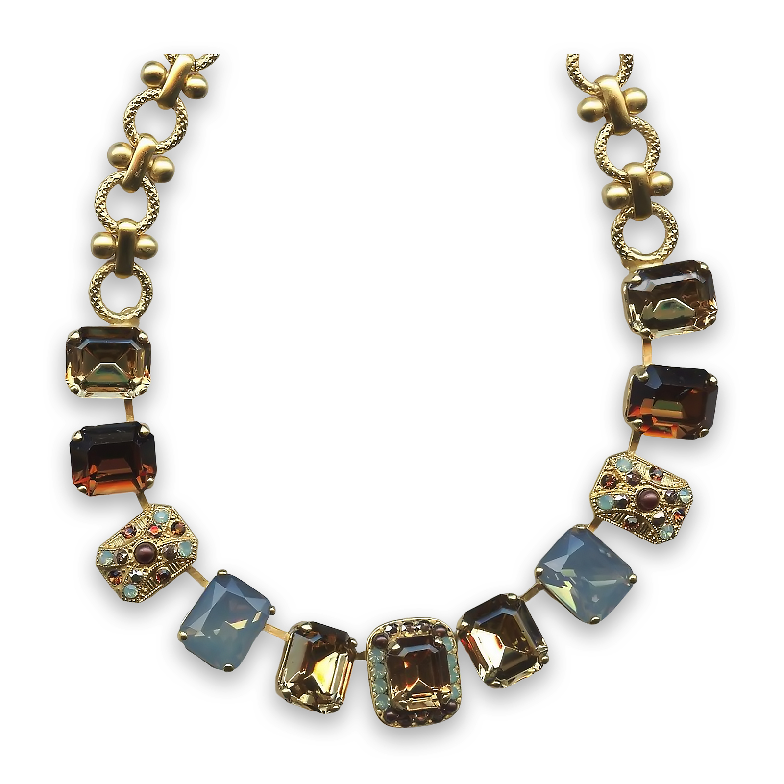 N-3040-4-1040-YG (1) Mariana Necklace Gorgeous Lt Colorado Topaz, Grey Opal, Pacific Opal, & Brown Austrian Crystals Serai Cocktail Hour Coll. - Image 1